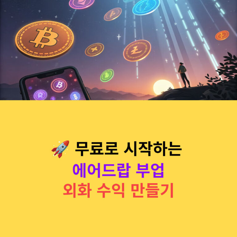 무료로 시작하는 에어드랍 부업 클릭 몇 번으로 외화 수익 만들기(재택부업)